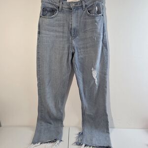 Reformation Hepburn Jean High Rise Slim Straight Jeans Ibiza Sz 27 Distressed